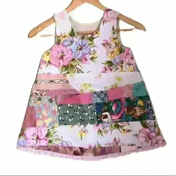 Patchwork a-line pinafore dress girl 4-5 - Picture 2 of 6